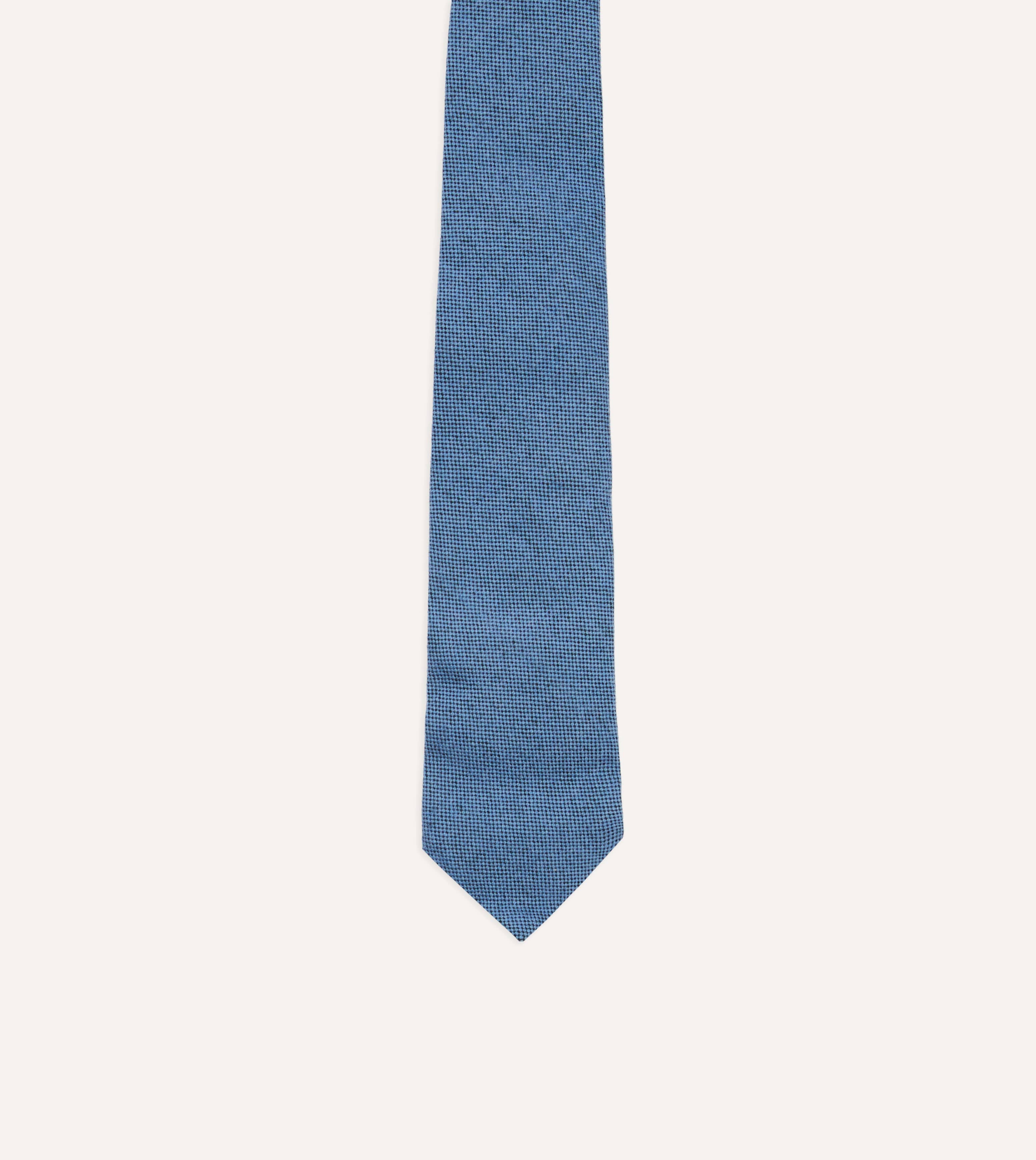 Blue Pure Cashmere Solid Tipped Tie - Image 3