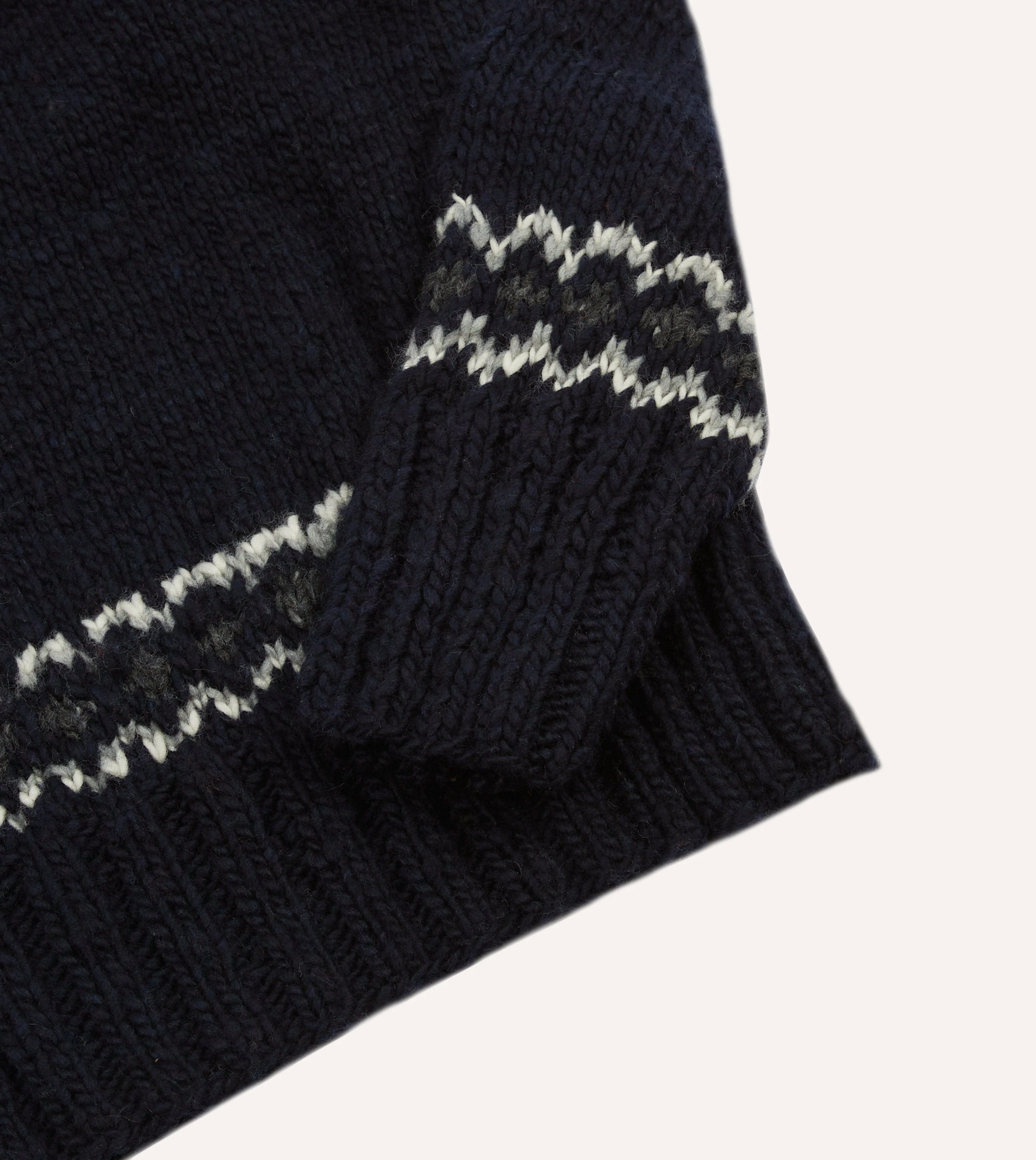 Chamula for Drake's Navy and Red Fairisle Merino Jumper - Image 4