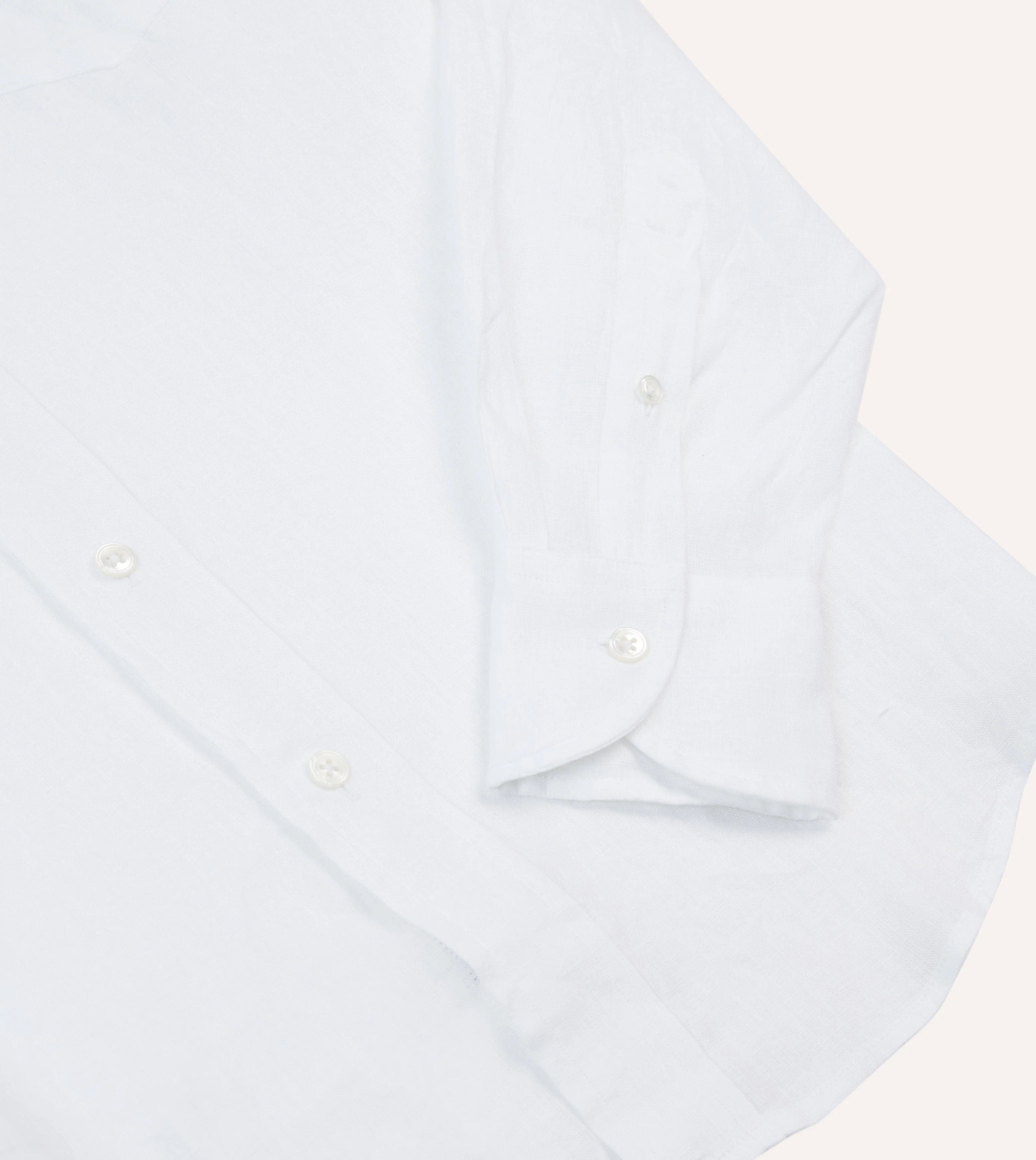 White Linen Spread Collar Shirt - Image 5