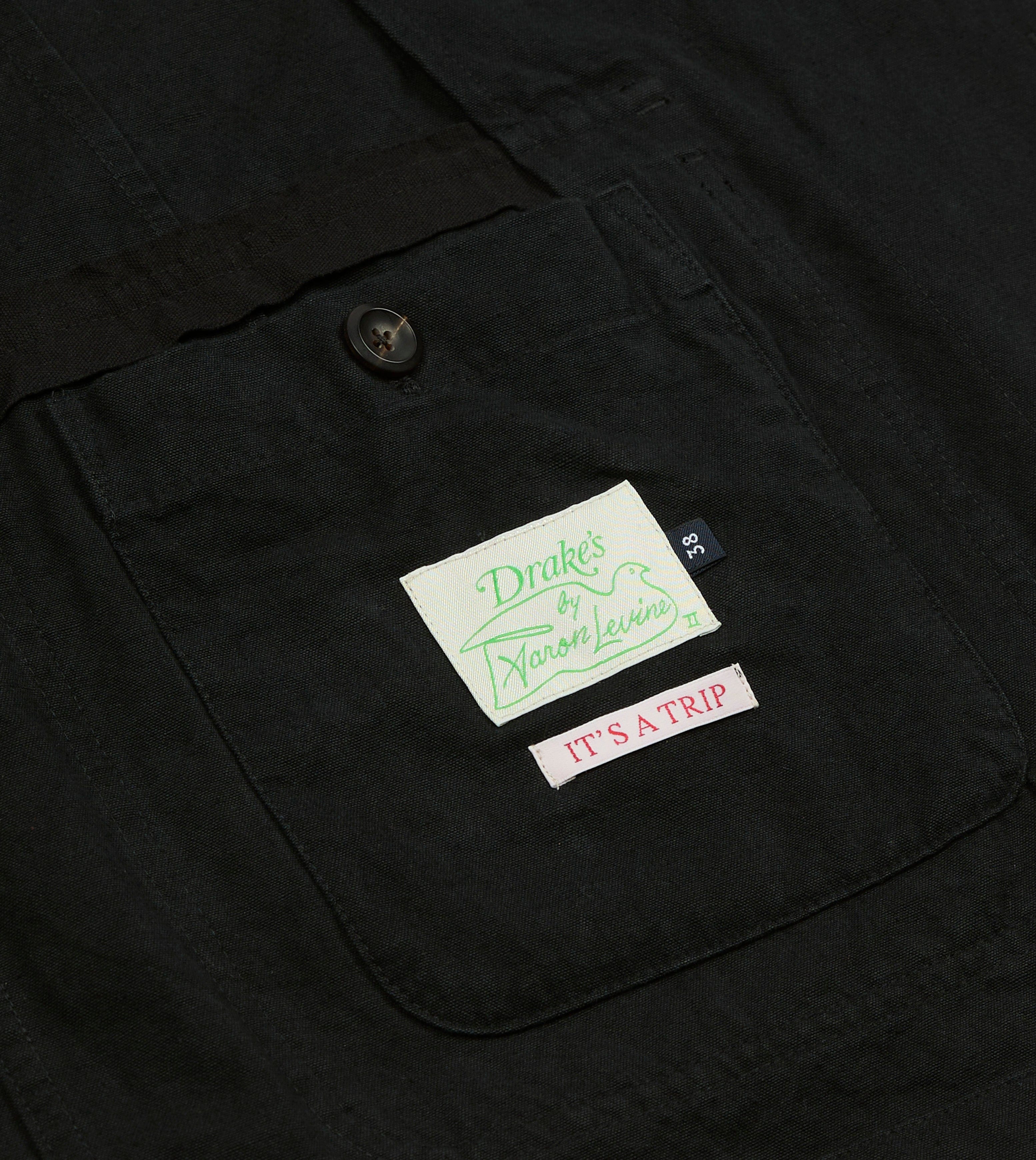 Drake's by A. Levine Black Cotton-Linen Games Blazer Mk. IV - Image 6
