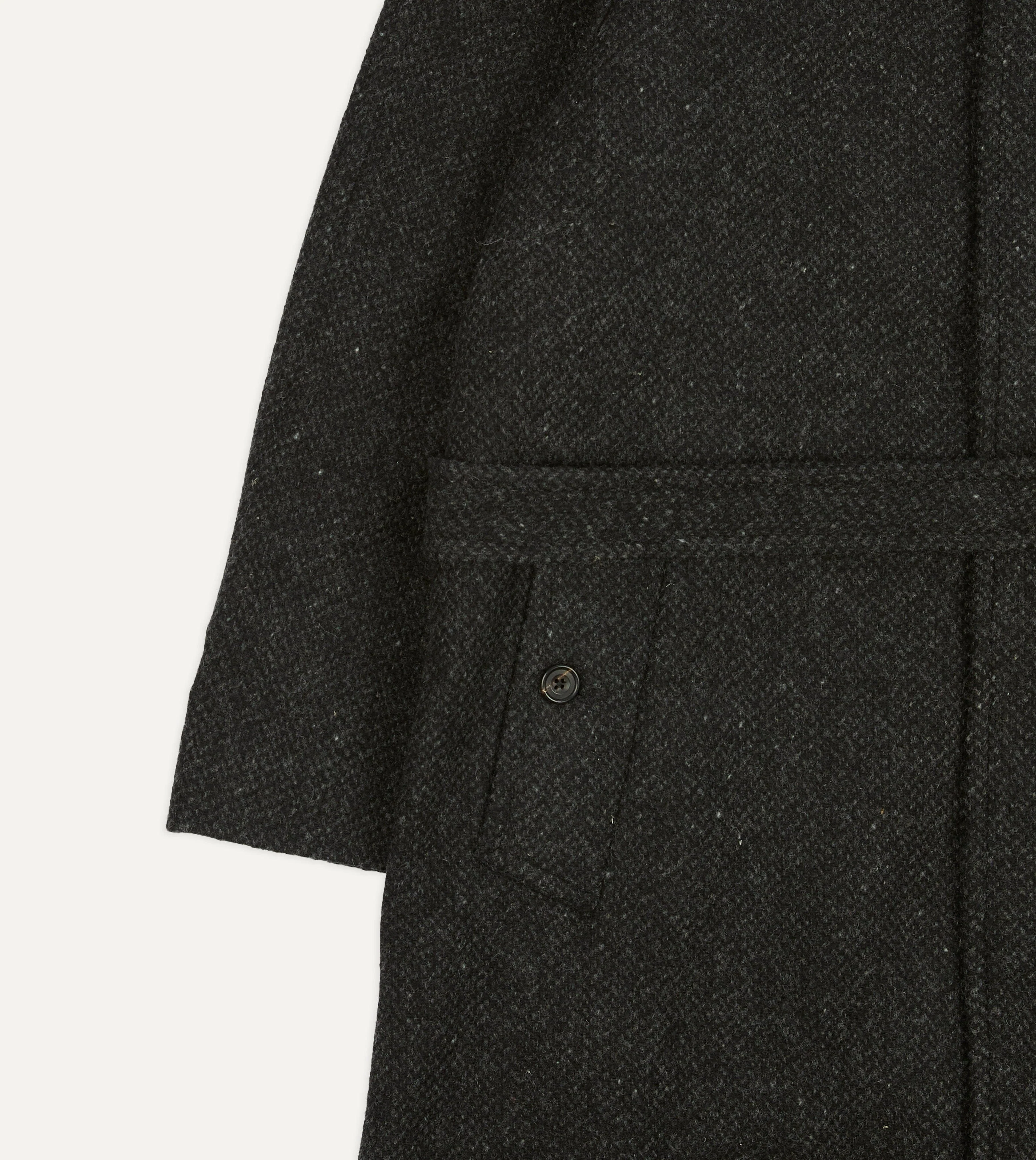 Drake's by A. Levine Black Wool Raglan Overcoat - Image 5