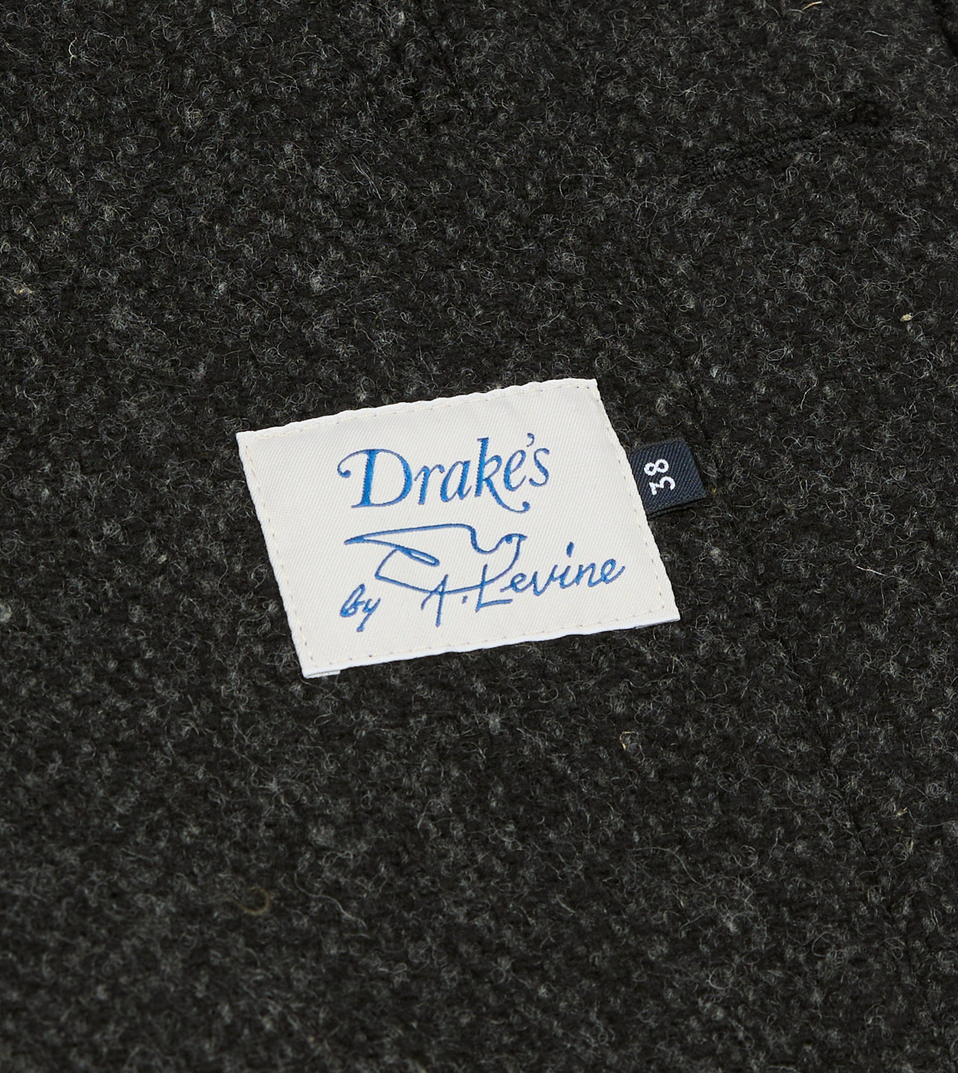 Drake's by A. Levine Black Wool Raglan Overcoat - Image 6