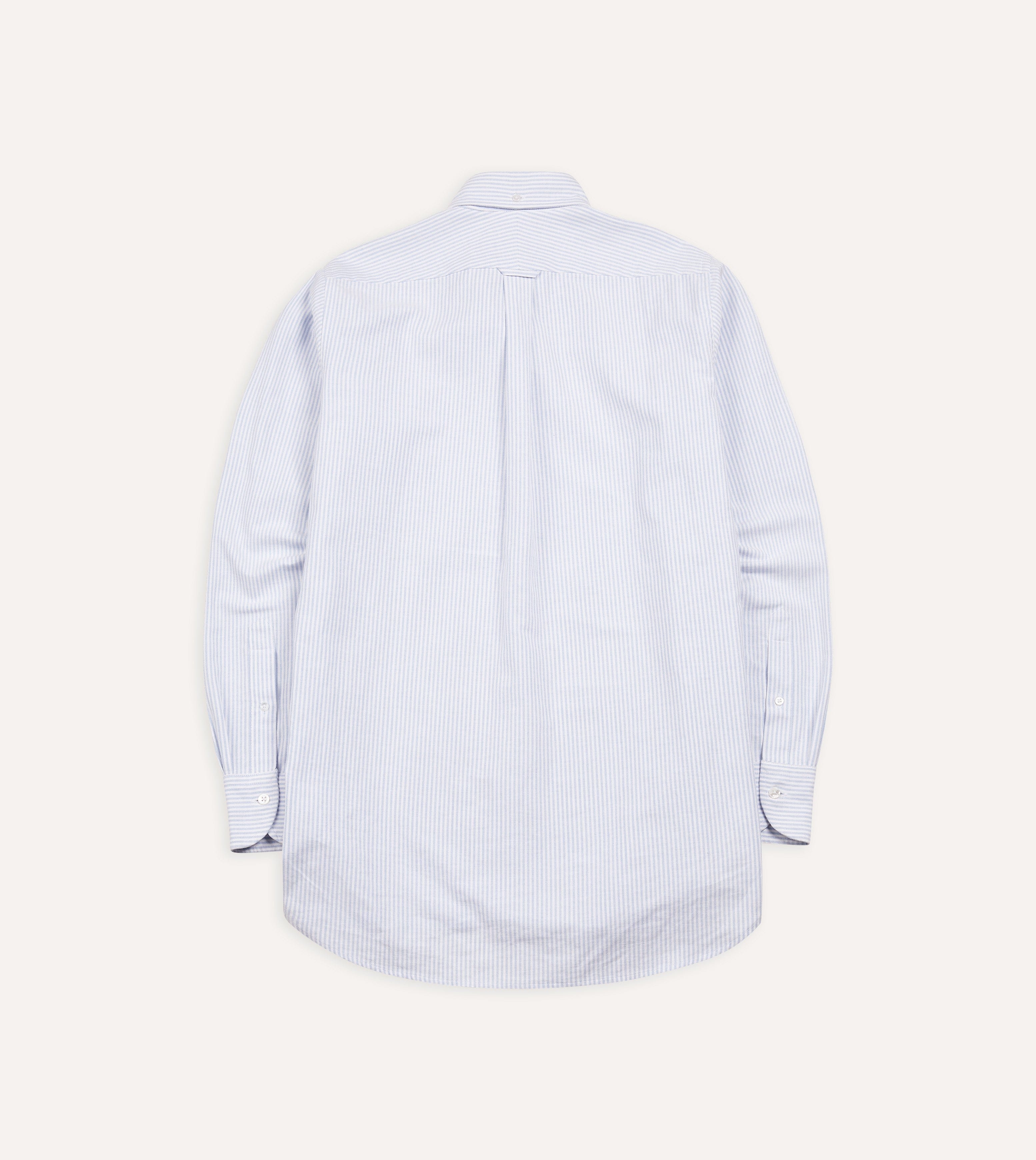 Light Blue Ticking Stripe Cotton Oxford Cloth Button-Down Shirt - Image 5
