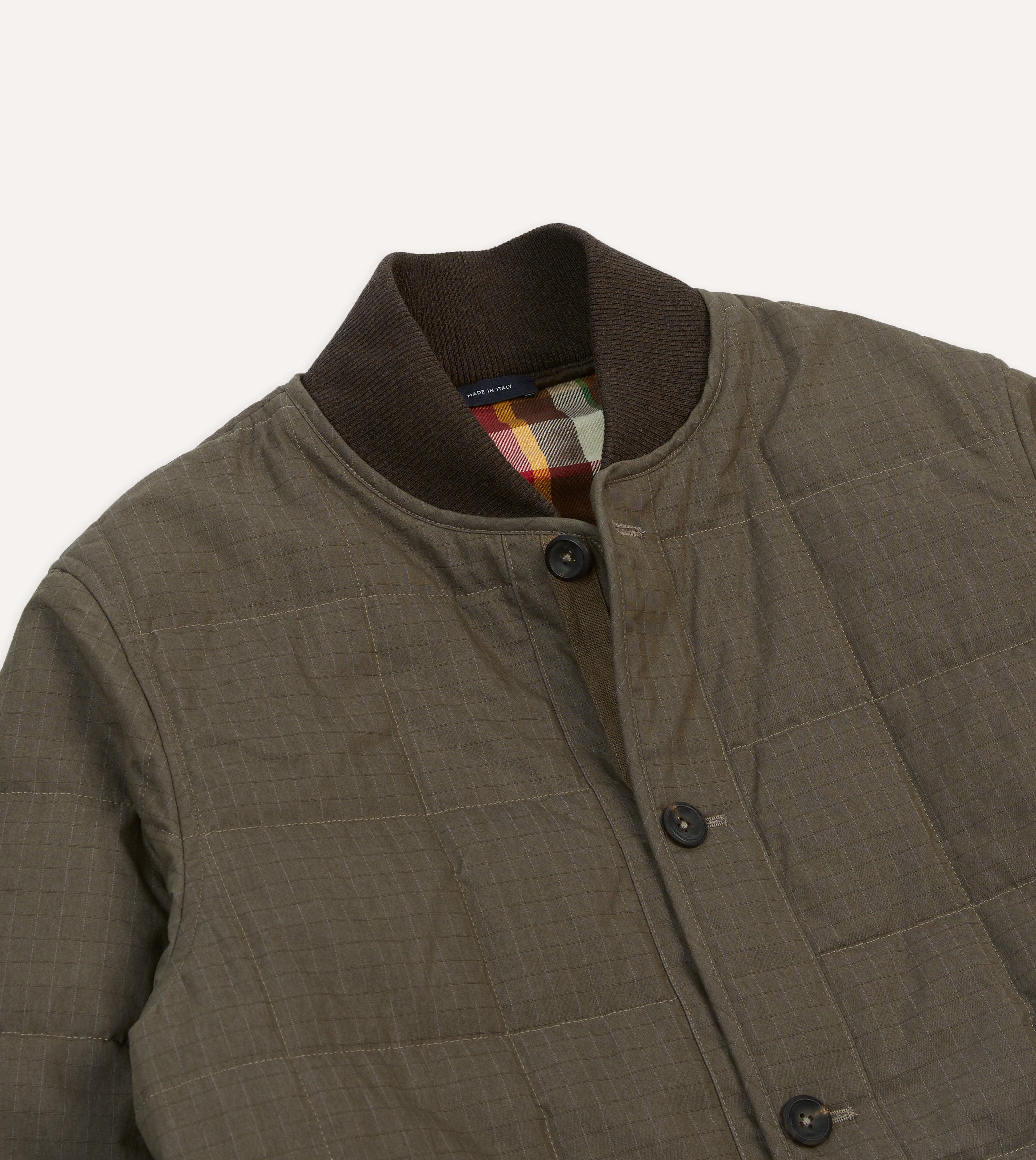 Olive Ripstop Quilted Chore Jacket - Image 3
