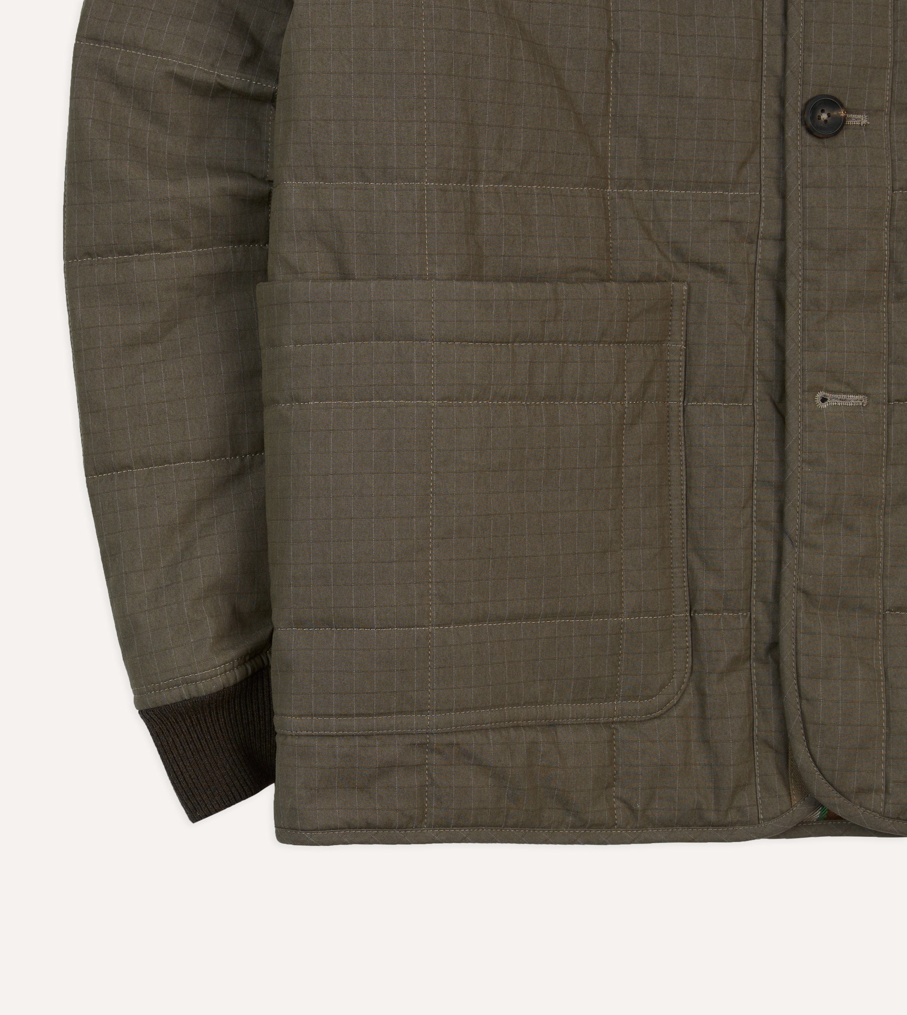 Olive Ripstop Quilted Chore Jacket - Image 6