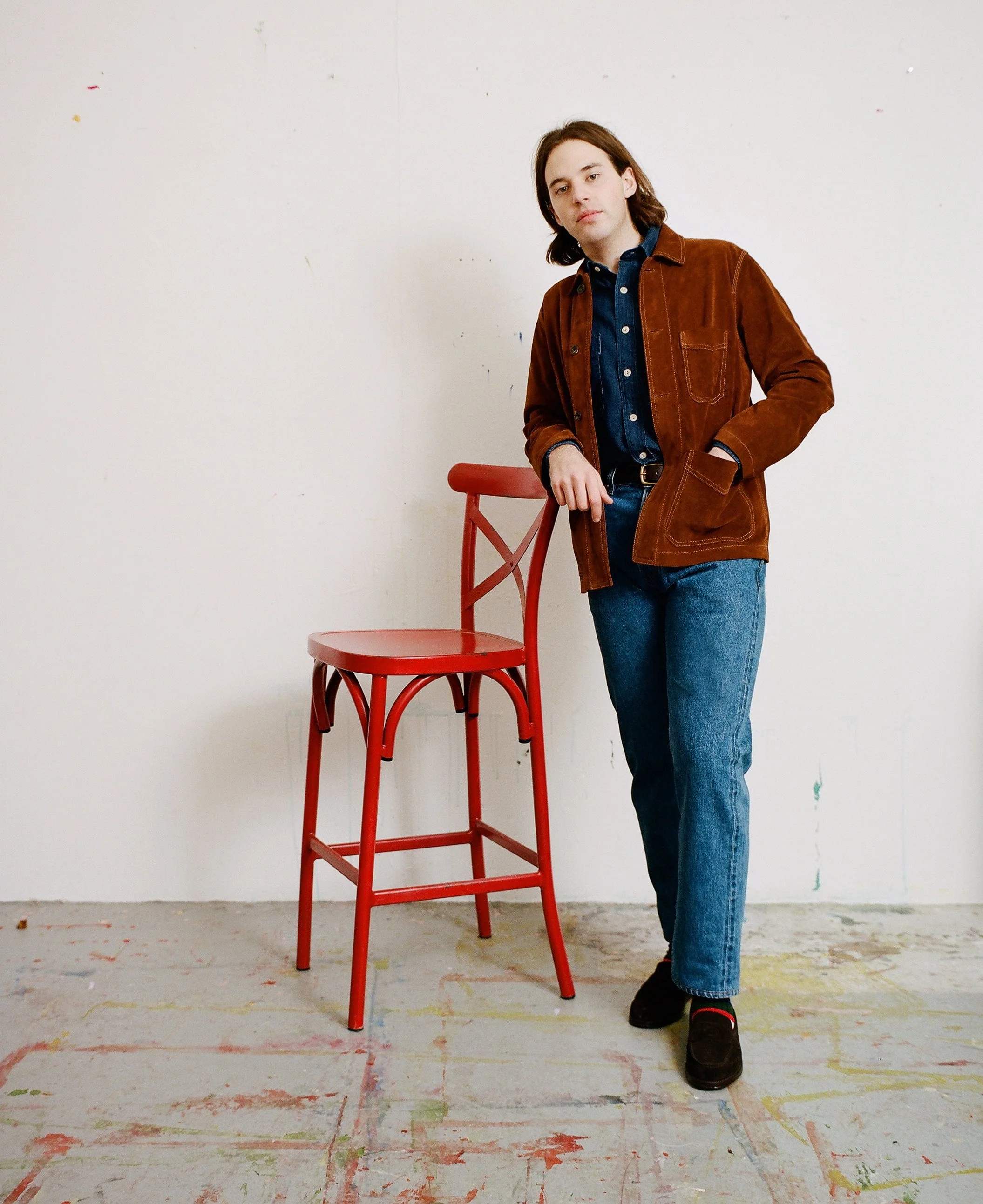Rust Heavyweight Suede Five-Pocket Chore Jacket - Image 10