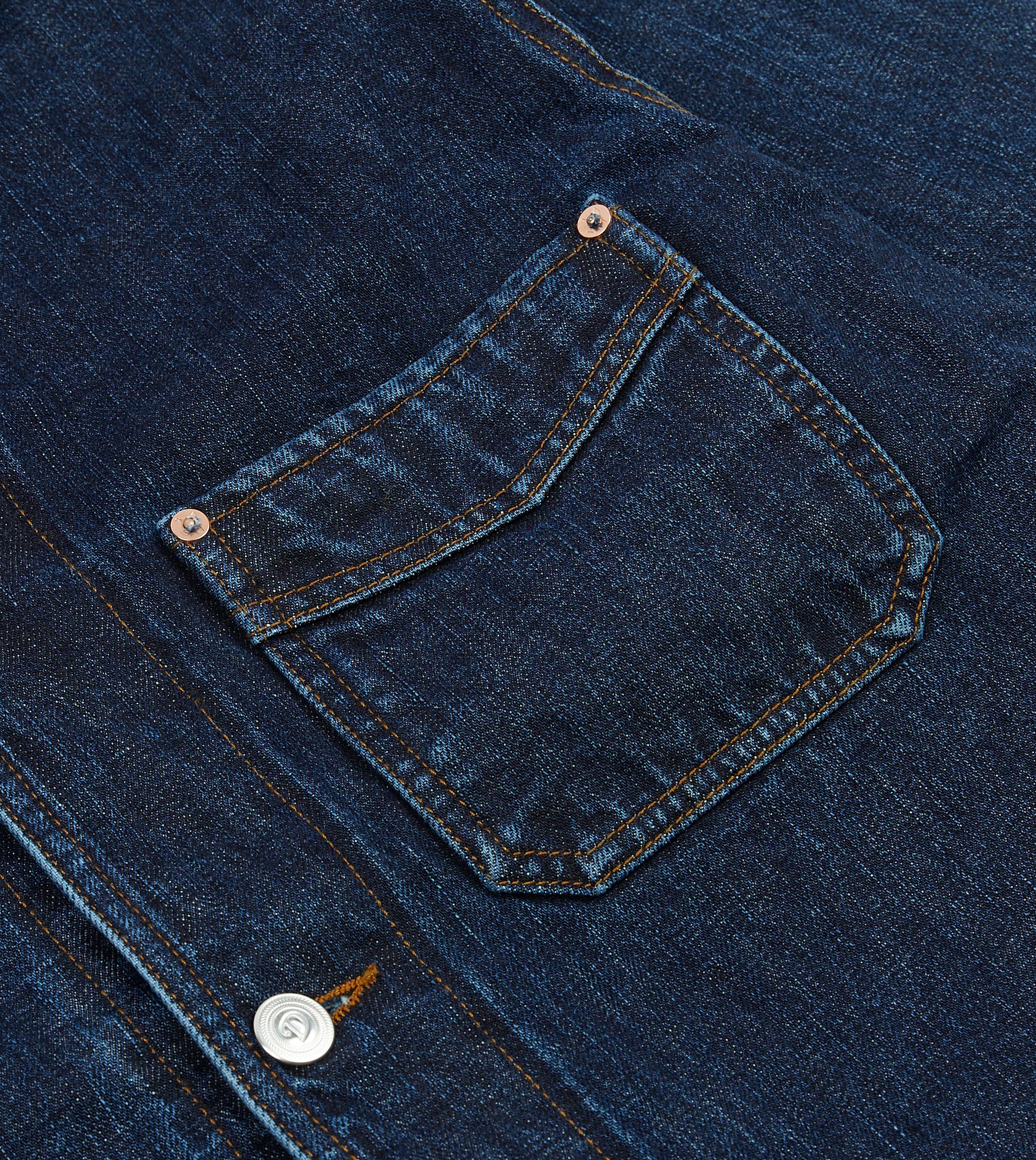 Stone Wash Selvedge Denim Five-Pocket Chore Jacket - Image 5