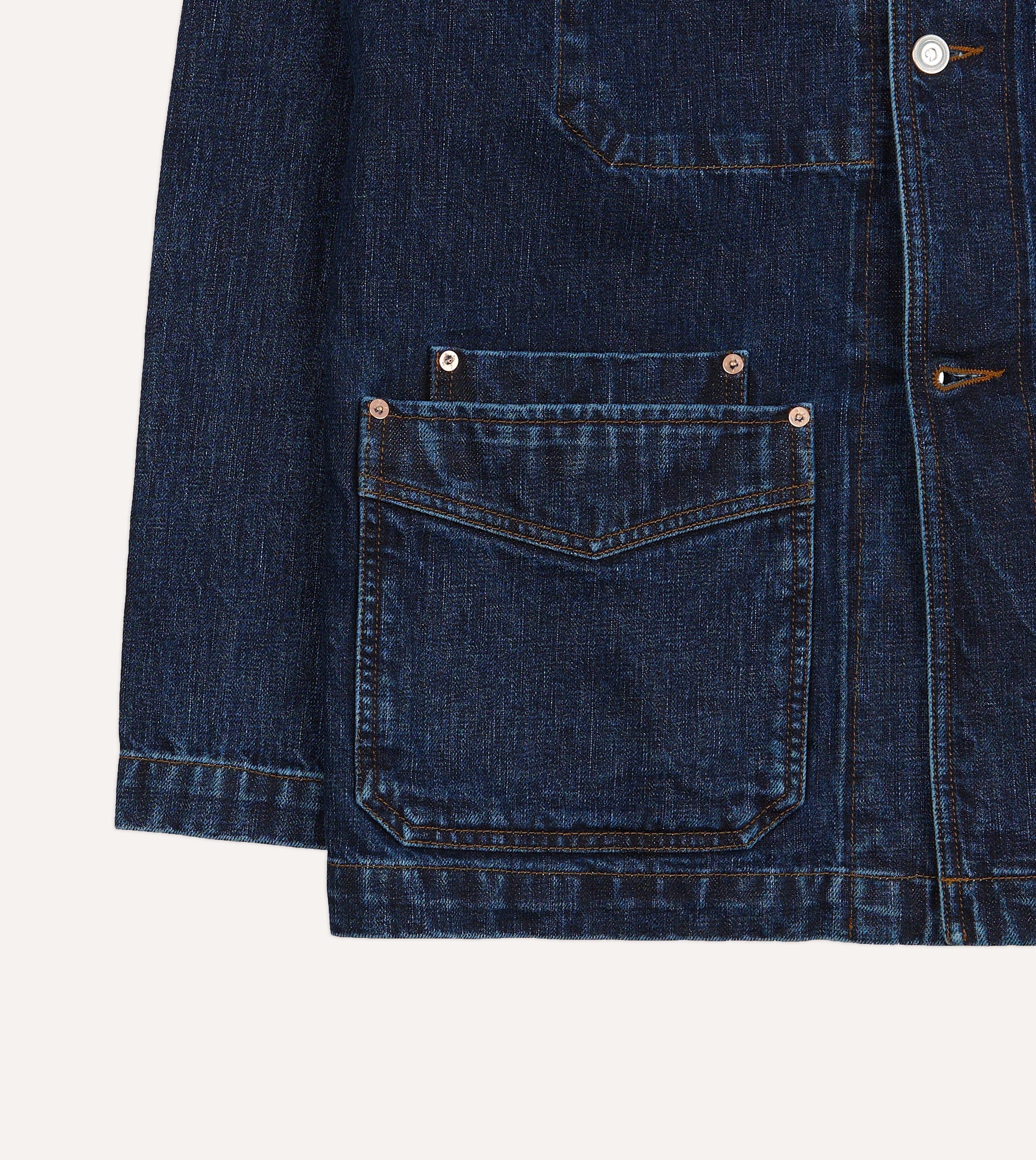 Stone Wash Selvedge Denim Five-Pocket Chore Jacket - Image 7