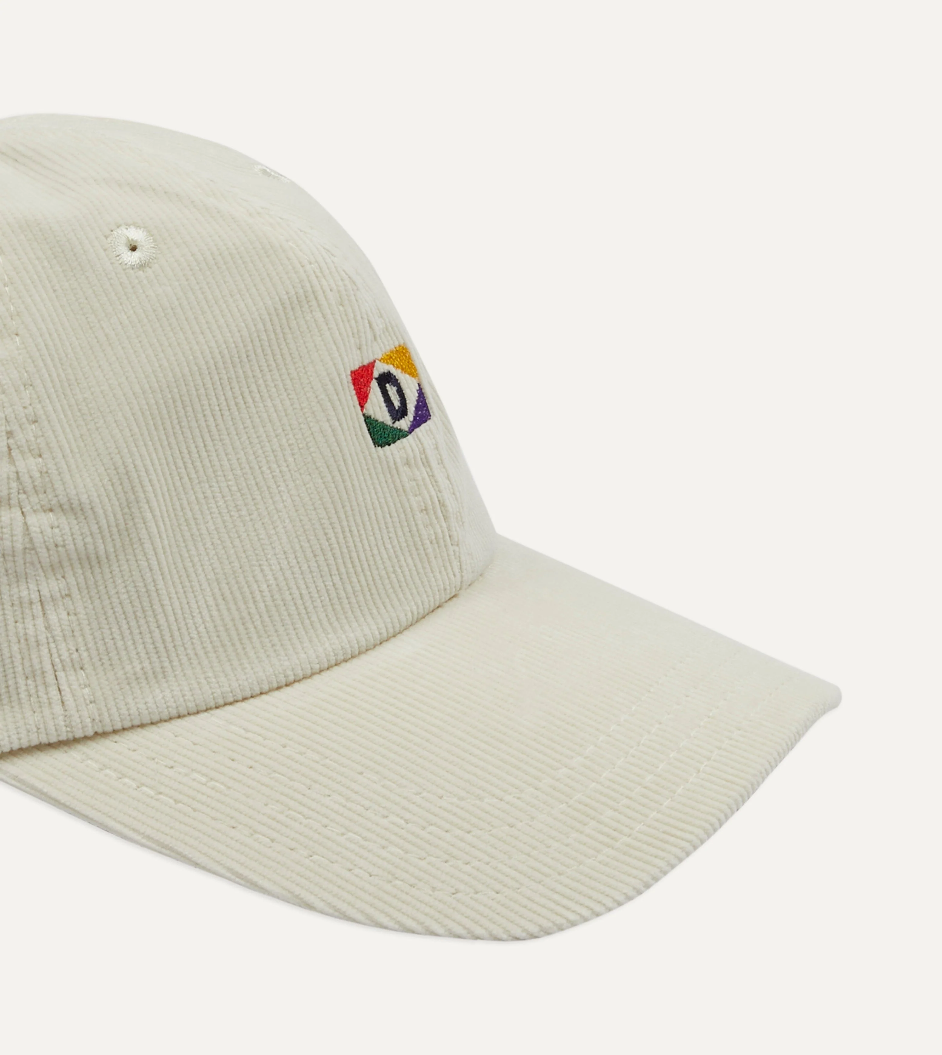 White 'D' Emblem Cotton Corduroy Baseball Cap - Image 3
